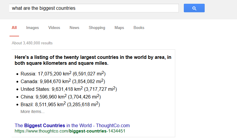 featured snippet general
